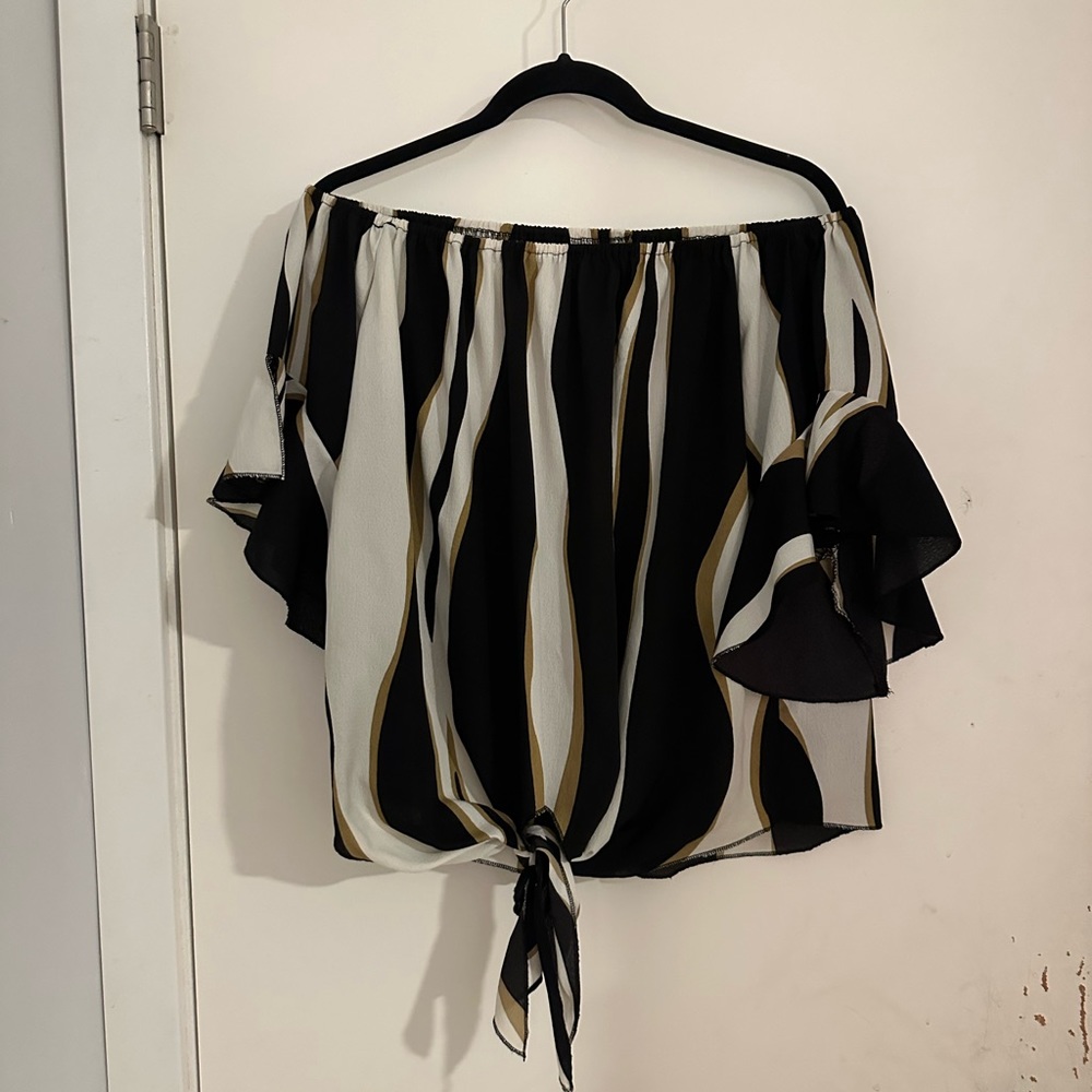 Striped off the shoulder shirt